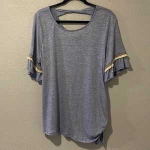 Blue top with fringe